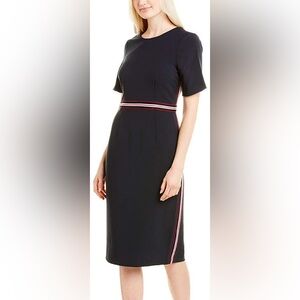 Maggy London Athletic Striped Short Sleeve Stretch Crepe Dress